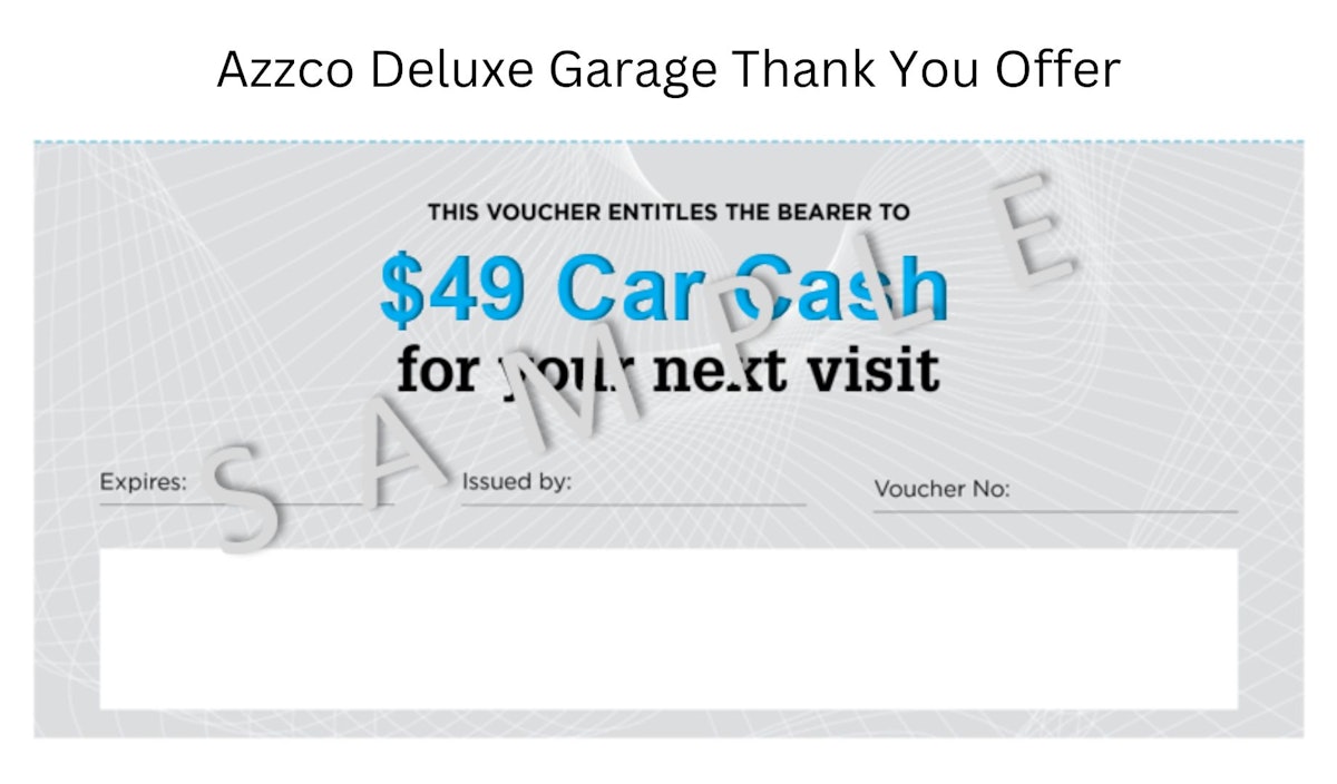 Azzco Deluxe Garage Car Cash Voucher sample